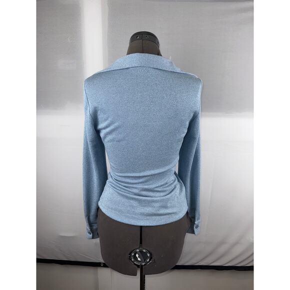 ZARA New Sparkle Ruched Cut-out Blouse/Top Light Blue Size S - Picture 4 of 7